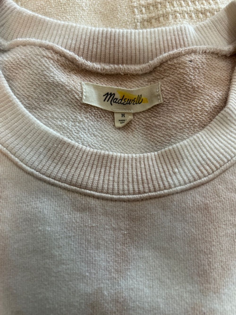 Madewell Pale tan Pink Crewneck cropped Sweatshirt medium - Picture 4 of 7